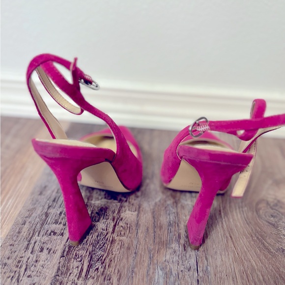 Fuscia pink suede sling back heels Nine West 5.5 - Picture 7 of 7